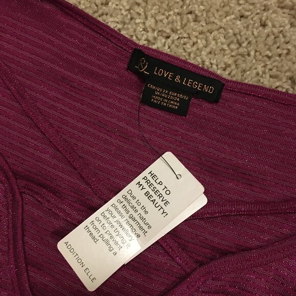 NWT Love & Legend Sparkly Cross Collar Dark Pink Fashion Top - Picture 9 of 15